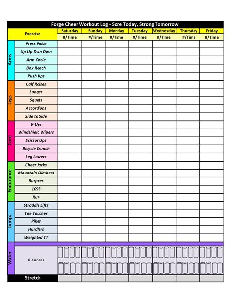 Printable Blank Body For Life Workout Sheets