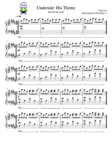 Undertale His Theme Solo Free Dl Sheet Music For Piano Solo Easy