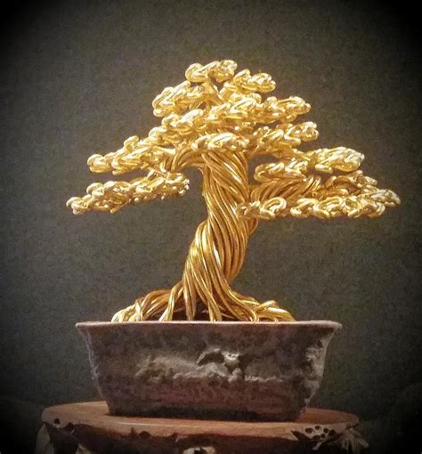 Rugged Gold Wire Tree Sculpture Sculpture By Ricks Tree Art Fine Art