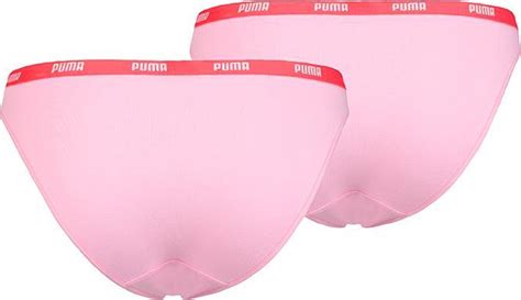 Puma Dames 2 Pack Iconic Bikini Slips Roze Xl