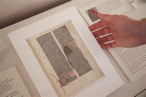 Page From 800 Year Old Bible On Display At Glastonbury Abbey Guernsey