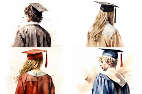 Graduation Watercolor Collection By Artsy Fartsy Thehungryjpeg