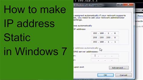 How To Make A Static Ip Address In Windows 7 Youtube