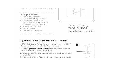 Honeywell Home T3 Pro Installation Instructions Manual | Manualzz