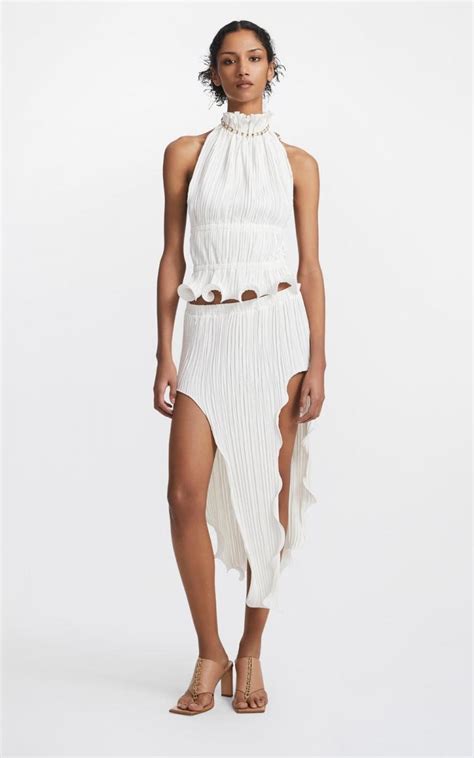 Chain Pleat Halter Ivory Womens Dion Lee Tops Abtctravels