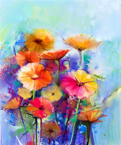 Abstract Floral Watercolor Painting Stock Illustration