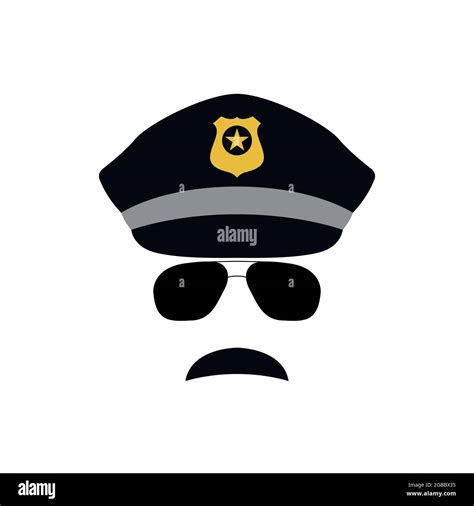 Police Officer Avatar Illustration Trendy Policeman Icon In Sunglasses