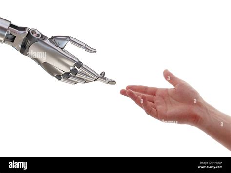 Human And Robot Touching Artificial Intelligence Partnership Concept 3d