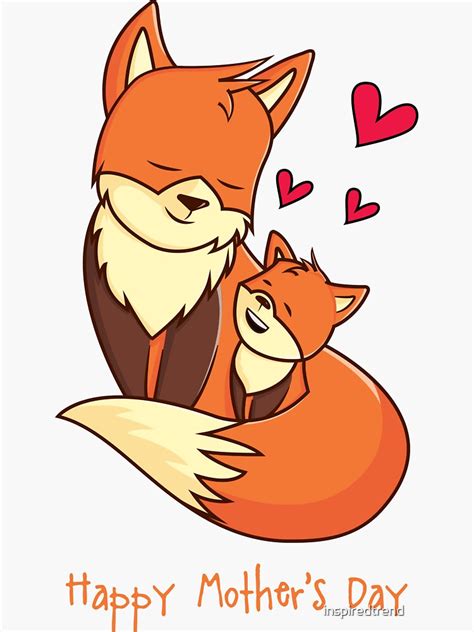 Red Fox Happy Mothers Day Sticker For Sale By Inspiredtrend Redbubble