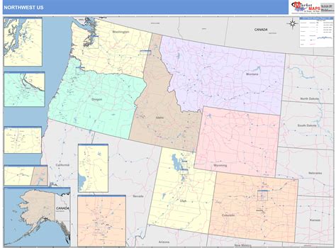 Us Northwest Regional Wall Map Color Cast Style By Marketmaps Mapsales
