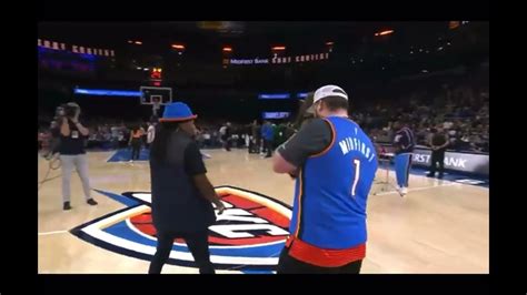 Okc Fan Drains Half Court Shot For 20k Youtube