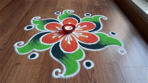 Simple Easy And Quick Freehand Rangoli Designs With Colours Rangoli