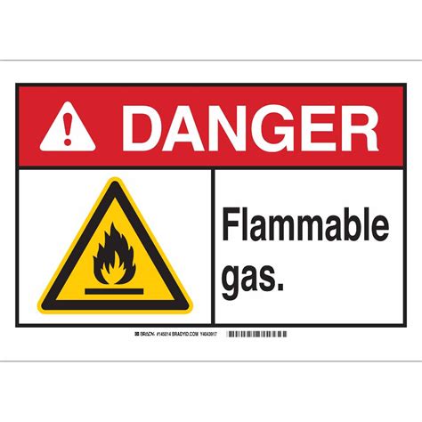 DANGER Flammable Gas Sign Brady Part 145015 Brady BradyID Com Sg