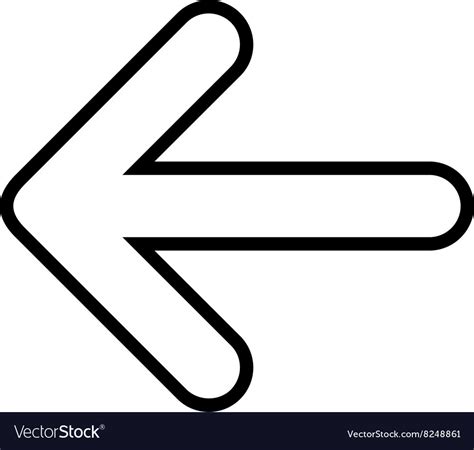 Rounded Arrow Left Outline Icon Royalty Free Vector Image