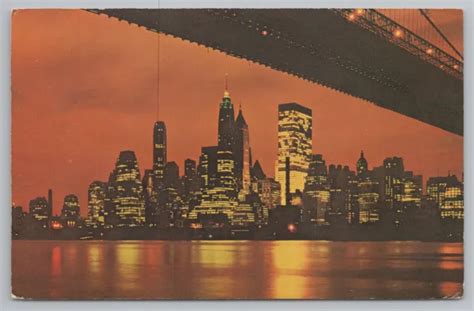 New York Citylower Manhattan Night Lightsorange Twilightskyline