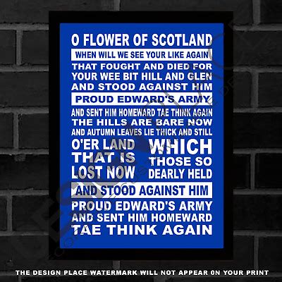 O flower of scotlandwhen will we seeyou're like againthat fought and died foryour wee bit hill and glenand stood against himproud edward's armyand sent him homewardto think again. A3/A4 SCOTLAND Rugby Anthem "O FLOWER OF SCOTLAND" Song ...