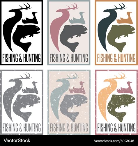 Concept Of Hunting And Fishing Themevintage Labels