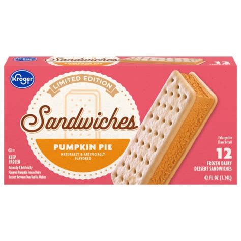 Kroger Limited Edition Pumpkin Pie Ice Cream Sandwiches 12 Ct 3 5