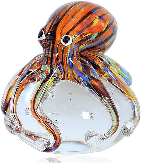 Eustuma Hand Blown Glass Octopus Figurine Ornamentsea Animal Ornament