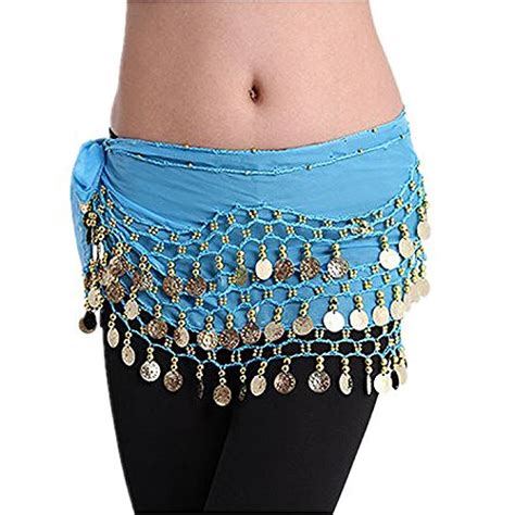 2017 new egypt belly dance skirt costume wear hip wraps golden 128 coins belt chain in belly