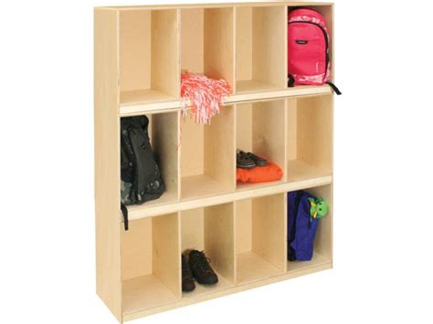 Stackable Open Wood Preschool Lockers 4 Compartment Wde 46400