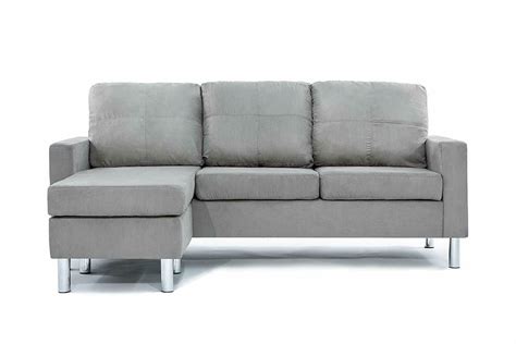 Modern Microfiber Sectional Sofa Small Space Configurable Grey For