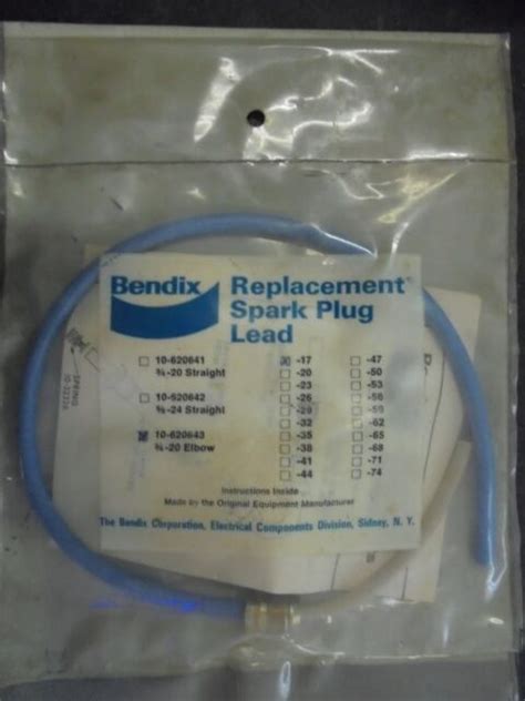 Nos Bendix Replacement 10 620643 Spark Plug Lead Airplane For Sale