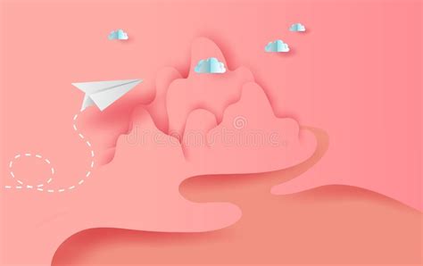3d Paper Art And Craft Of Landscape White Paper Airplanes Flying On Sky