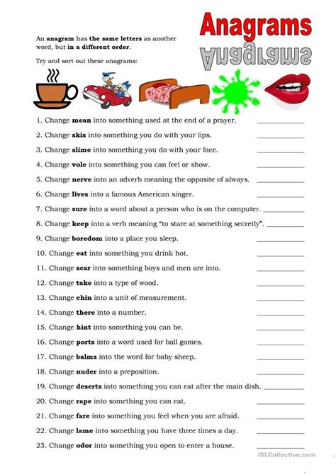Thanksgiving Anagrams Worksheets Answers