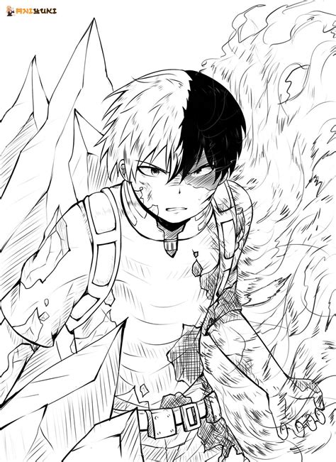 Academia Hero Coloring Pages Mha Anime Boku Bakugou Printable