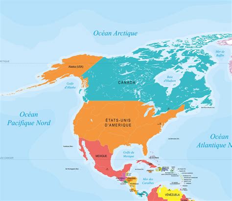 Carte de l'Amérique du Nord et Centrale - Pays, relief, politique...