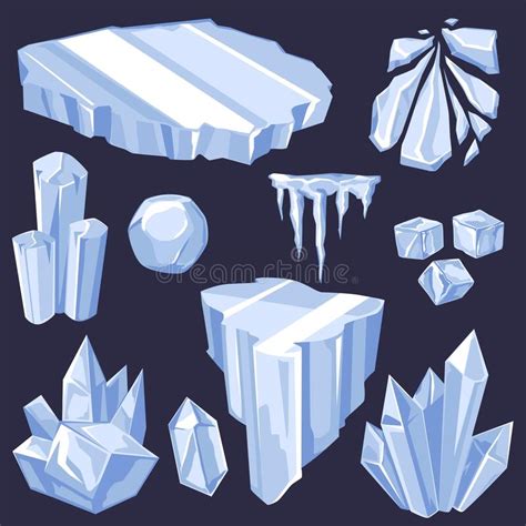 Ice Blocks Cubes Stalagmite Or Stalactite Icebergs In Realistic