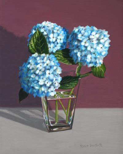 Daily Paintworks Hydrangeas In Vase Original Fine Art For Sale