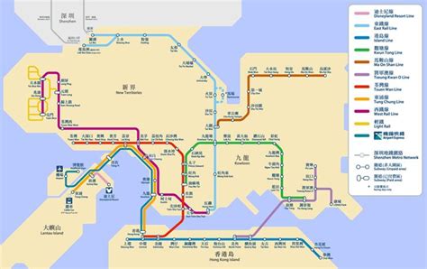 香港地下鉄mtr・鉄道の路線図マップ Hong Kong Tourist Subway Map System Map