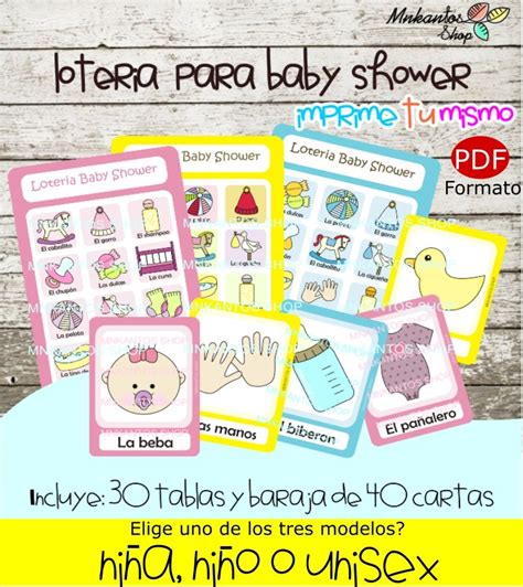 Loteria Para Baby Shower Juegos Kit Imprimible Hermoso 8500 En