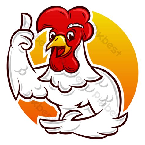 Gambar Logo Maskot Ayam Jago Dengan Jempol Ke Atas Elemen Grafis Eps