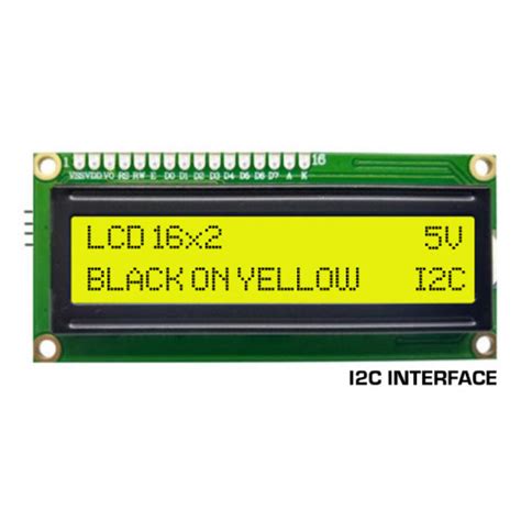 Lcd 16x2 Black On Yellow I2c Micro Robotics