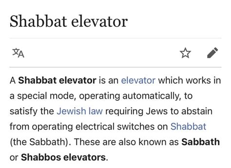 Shabbat Elevator Al A Shabbat Elevator Is An Elevator Which Works In A