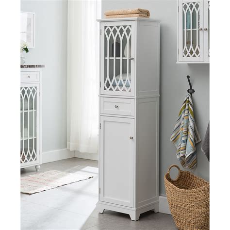 Newberry Tall Bathroom Storage Cabinet Linen Tower White 2kfurniture