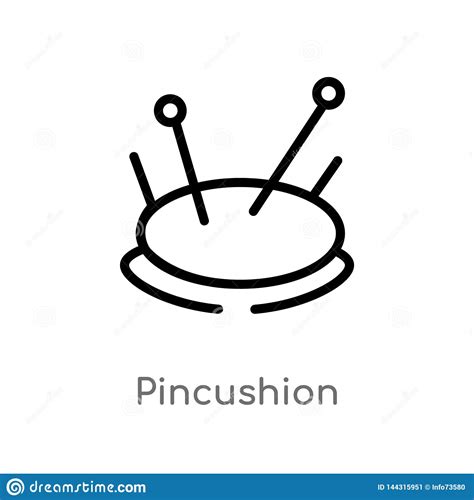 Outline Pincushion Vector Icon Isolated Black Simple Line Element