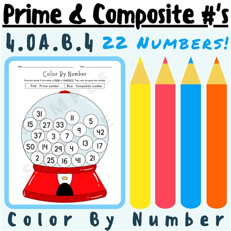 Prime And Composite Numbers Color By Number Activity Worksheet 4oa4