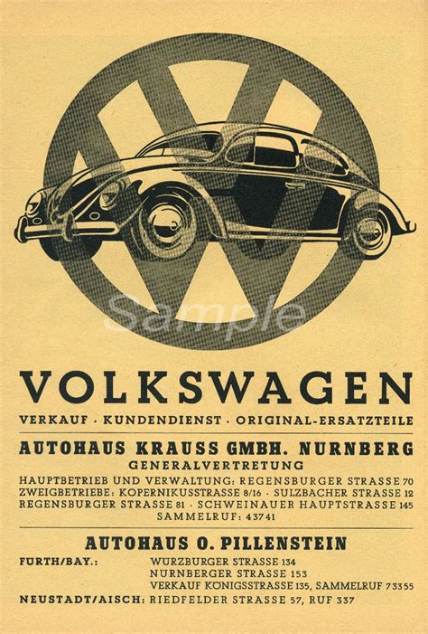 Vb02 Vintage Vw Volkswagen Beetle Advertising Poster Print Etsy
