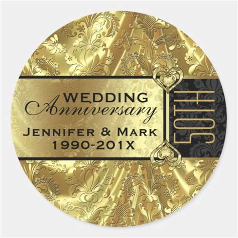 Shiny Gold And Sparkles 50th Wedding Anniversary Classic Round Sticker