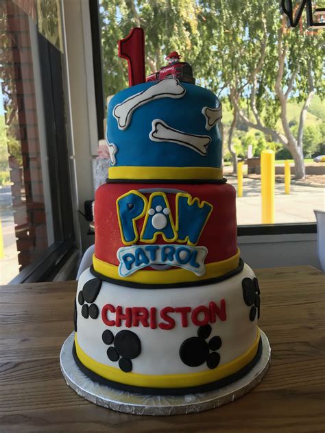 Three Tiered Paw Patrol Cake Serves 75 Boy Cakes Cakes For Boys Paw