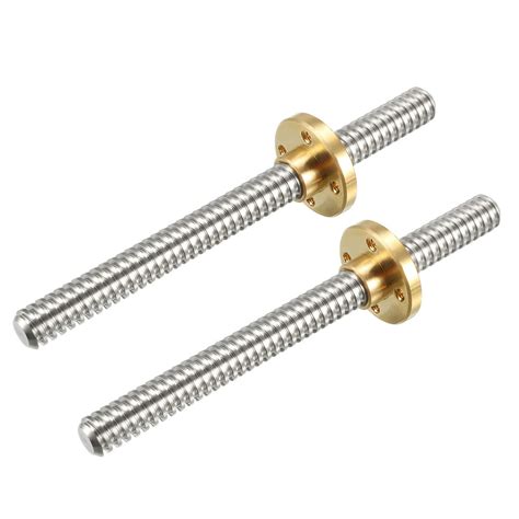 2pcs 100mm t8 pitch 2mm lead 4mm stainless steel lead screw rod with copper nut acme thread