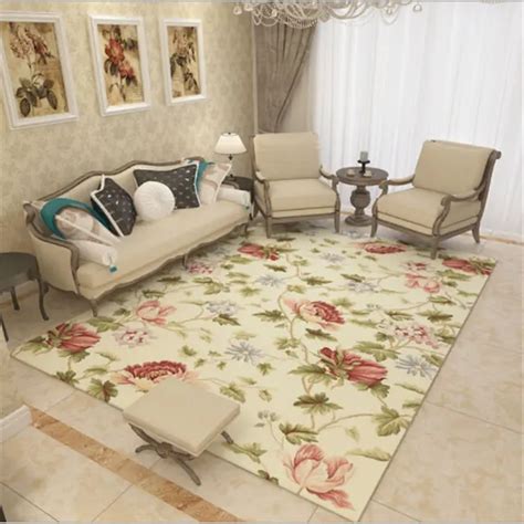 Modern Pastoral Style Floral Soft Large Carpets For Living Room Bedroom