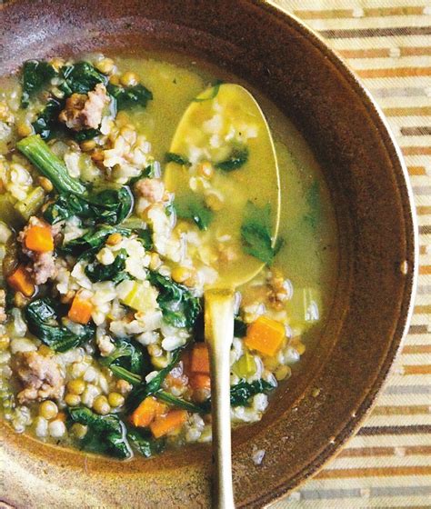 Over Rice Brown Rice Lentil And Spinach Soup