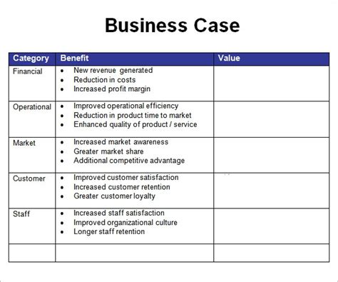 Business Case One Page Template Launcheffecthouston