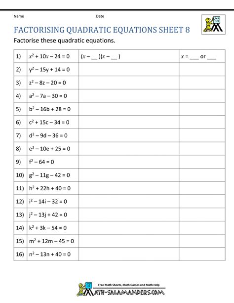 Https://tommynaija.com/worksheet/solving Quadratic Equations By Factoring Worksheet Pdf