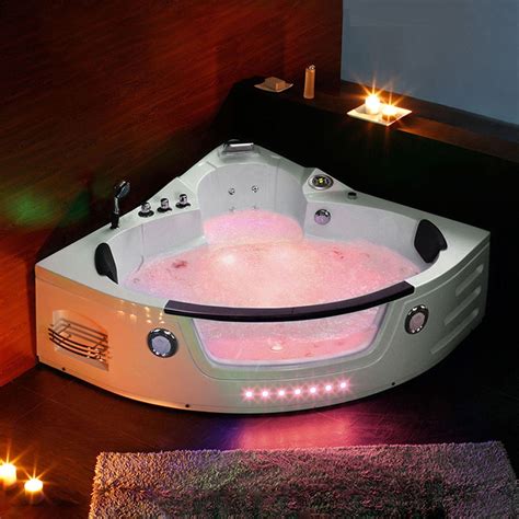 1350mm Wall Corner Whirlpool Hot Tub Shower Spa Massage 2 Person Bathtub 6148 Glass Acrylic